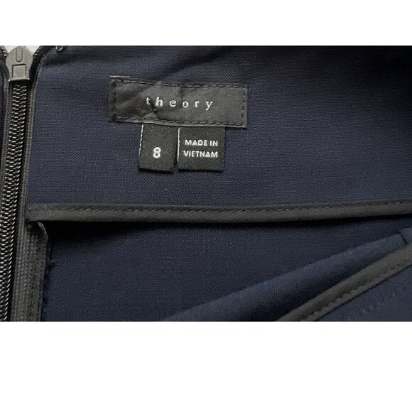 Theory Pencil Skirt Women 8 Blue Joanie Wool Blend Back Zip Unlined Classic Work - Picture 3 of 11